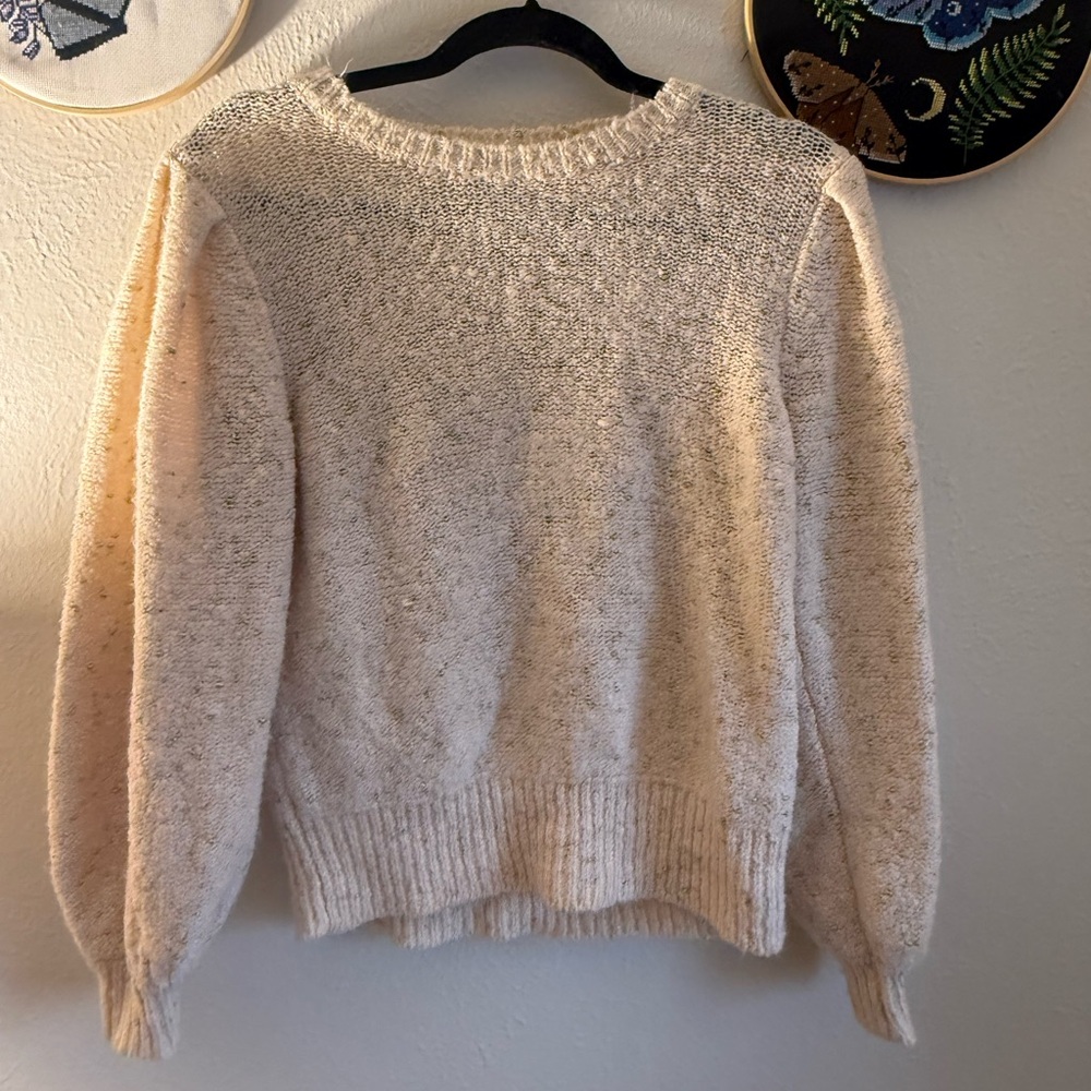 Elegant Light/Blush Pink Sweater with Gold Flecks